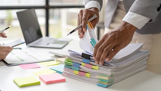 Person filing paperwork